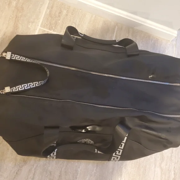 VERSACE Parfums Black / Silver Duffle Bag Overnight Weekender Travel